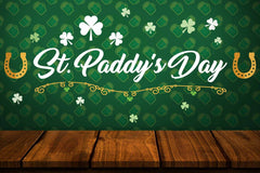 Green St.Patrick's Day Background With Wood Floor Backdrop Shopbackdrop