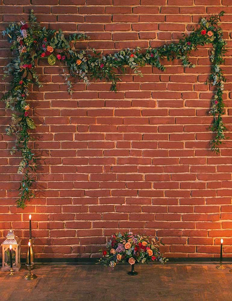 Red Brick Wall With Flower Belt For Event Photography Backdrop ...