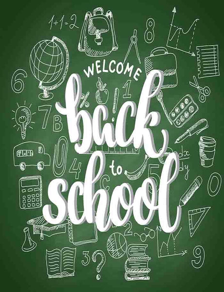 White 3d Letters On Green Chalkboard For Back To School Photo Backdrop ...