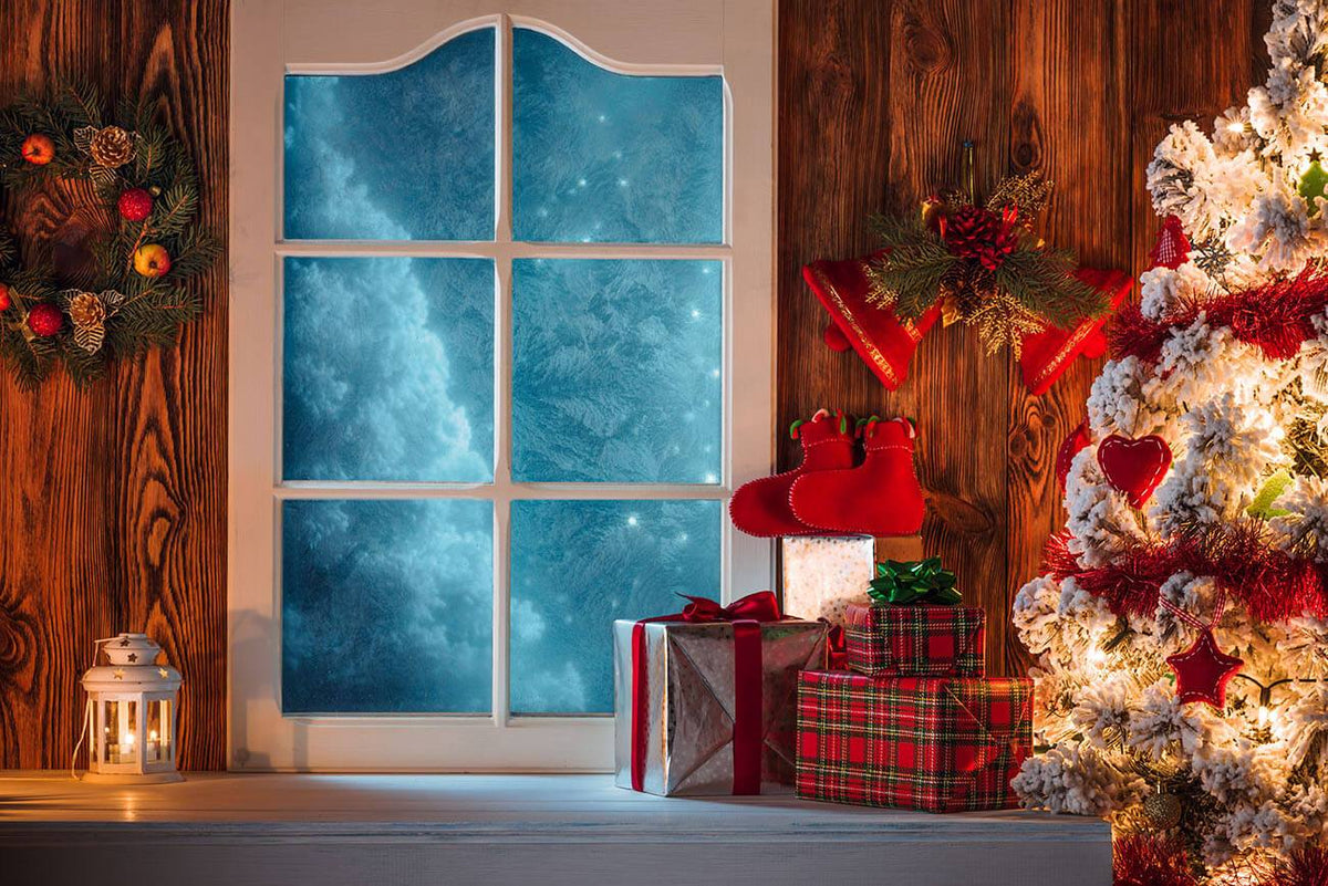 Wooden Room With Window For Christmas Photography Backdrop J-0799 ...